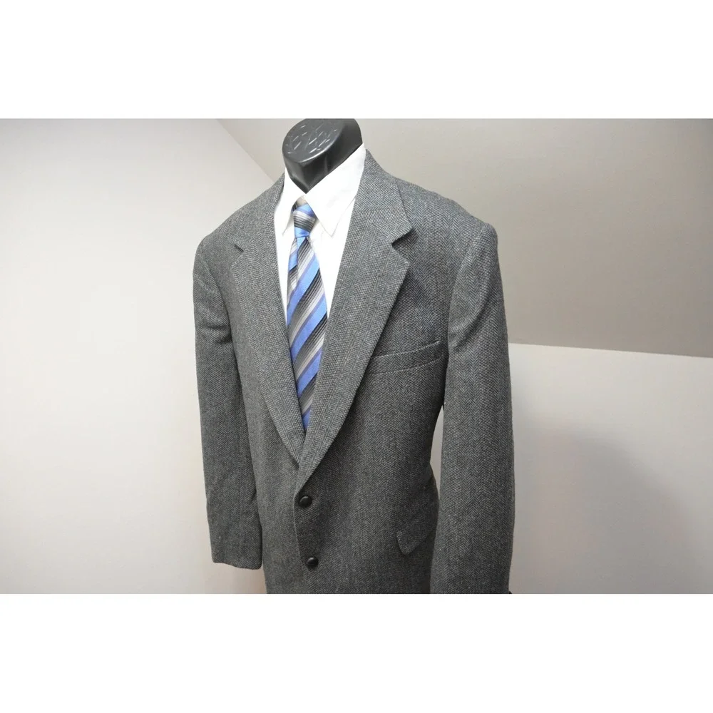 American Trend Tweed Blazer Mens 50L Gray Herringbone 2 BTN‎ Sport Coat EUC